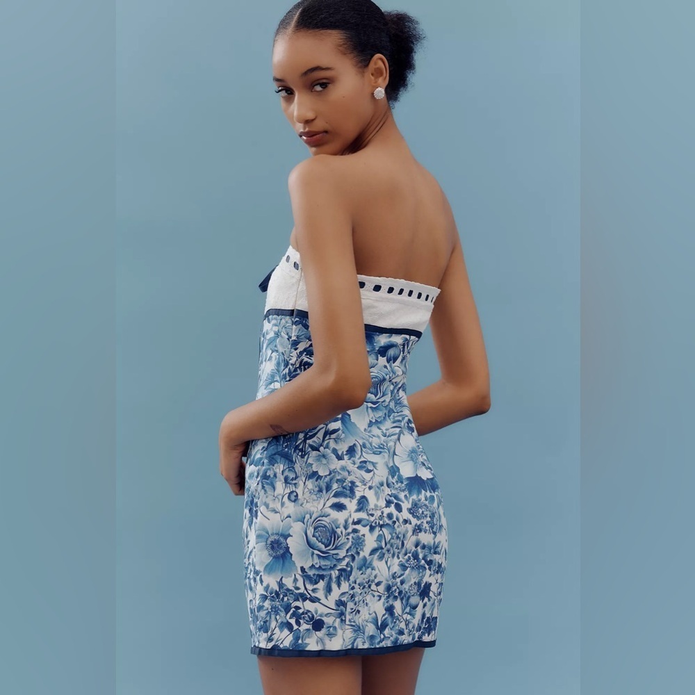 NWT! Anthropologie Maeve Strapless Tie-Front Mini Dress - Size XL 🚦 - Picture 4 of 6